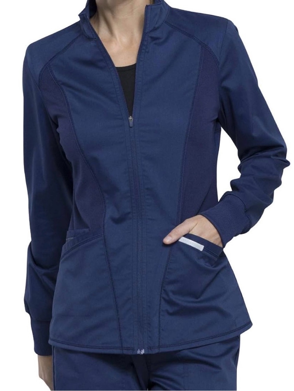 2 Cherokee Navy Zip-Front Scrub Utility Jacket
